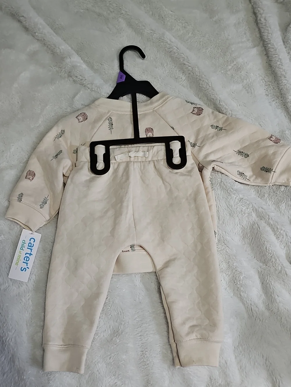 Carter's Cream Quilted Woodland Set with Green Tree Accents